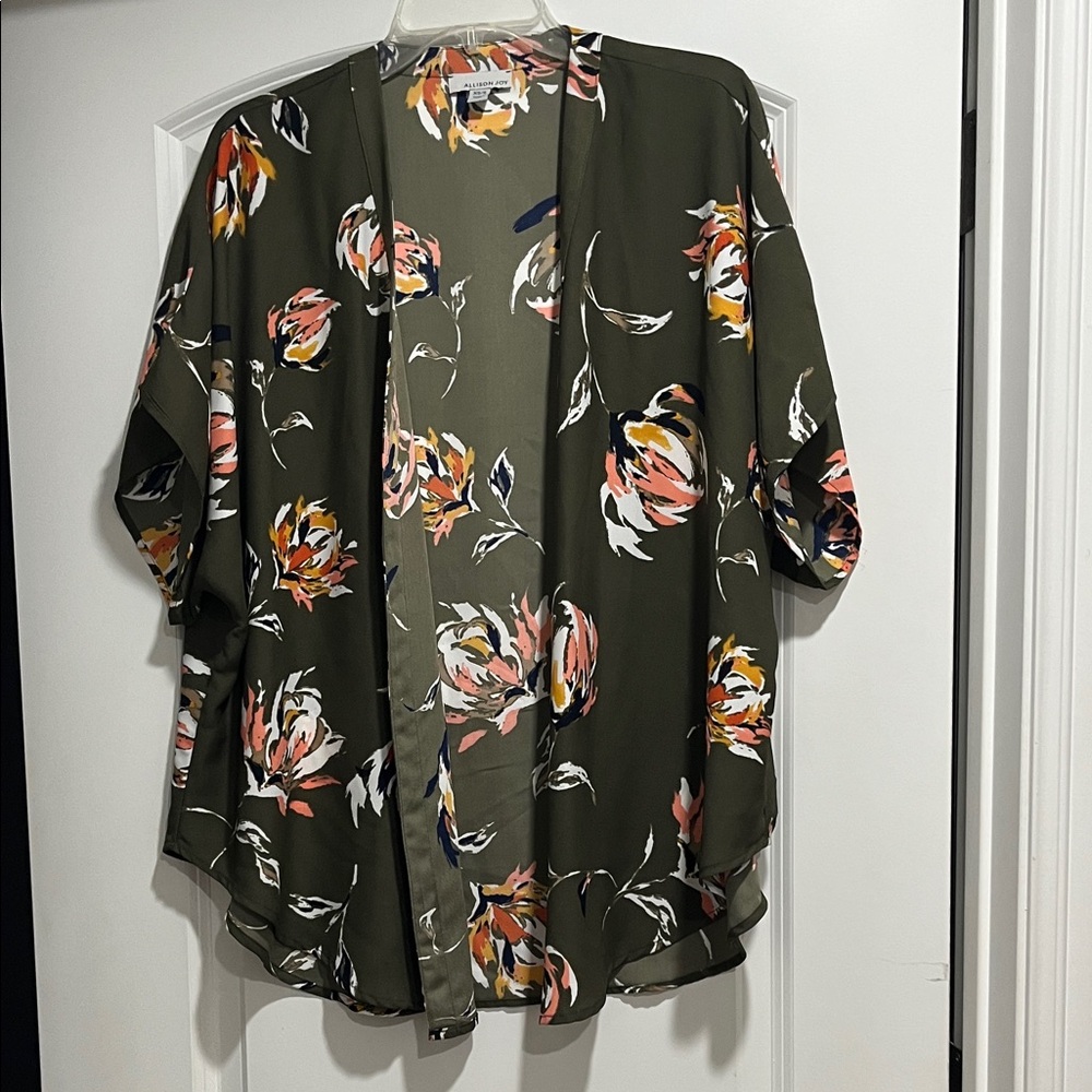 Allison Joy Olive Floral Kimono Blouse